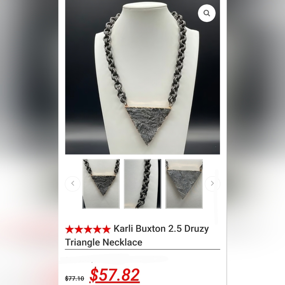 NEW Karli Buxton 2.5 Black Druzy Framed In Gold, Black Chains Statement Necklace